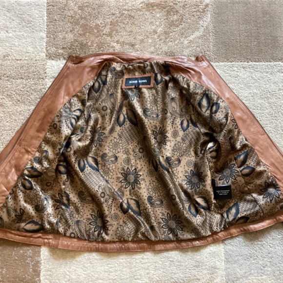 NEW BLACK RIVET CAMEL BROWN BIKER LEATHER JACKET SIZE S - Picture 12 of 16